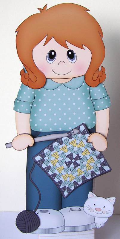 3D on the Shelf Card Kit - Little Crochet Lady Becky by Margaret McCartney