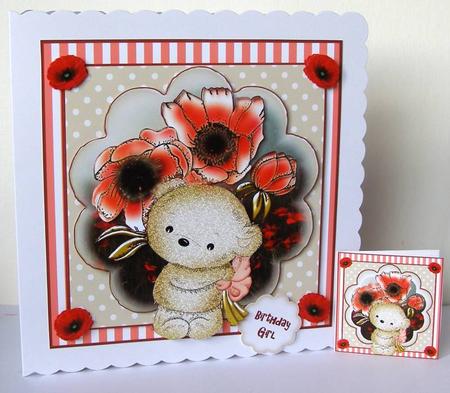 Bouquet Teddy Card Front Kit by Margaret McCartney