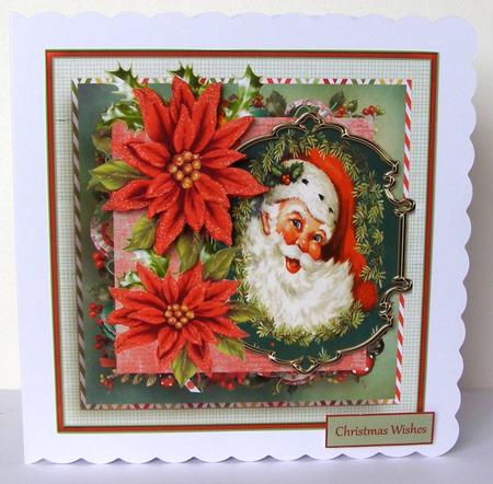 Vintage Father Christmas 7x7 Card with Decoupage by Margaret McCartney