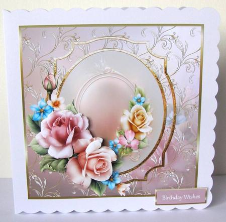 Variety of Roses 7x7 Card with Decoupage by Margaret McCartney