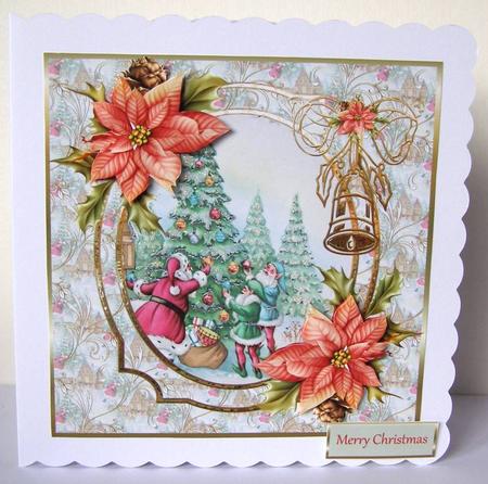 Santa Dresses the Tree 7x7 Card with Decoupage by Margaret McCartney