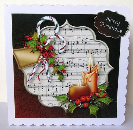 Christmas Candles & Candy Canes 8x8 Quick Topper by Margaret McCartney