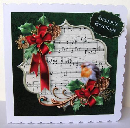 Christmas Robin & Holly 8x8 Quick Topper by Margaret McCartney