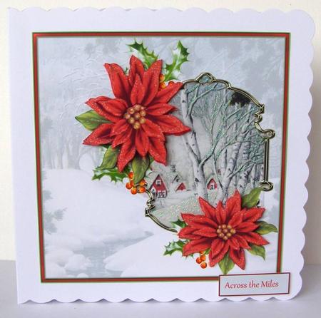 Vintage Hamlet and Poinsettias 7x7 Card by Margaret McCartney