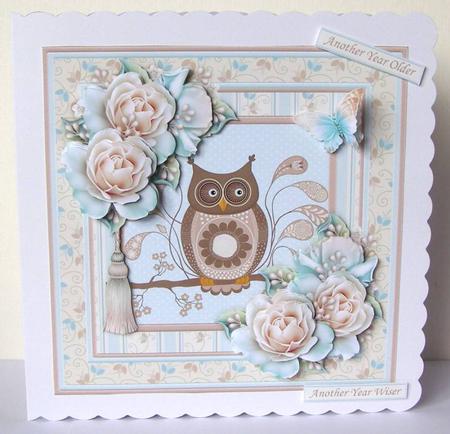 Owl Butterfly & Roses 8x8 Decoupage Mini Kit by Margaret McCartney
