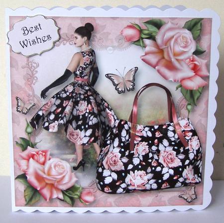 Handbags & Gladrags Pink Roses 8x8 Quick Topper by Margaret McCartney