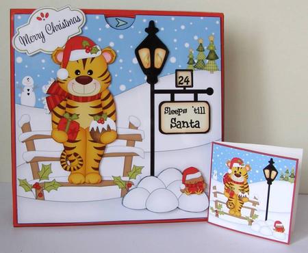3D Xmas Tinker Tiger Sleeps Till Santa Countdown Card by Margaret McCartney