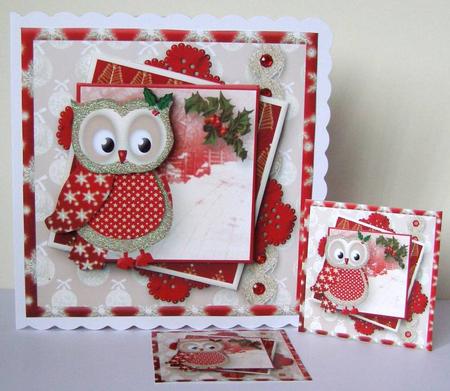 Christmas Owl Layered Card Mini Kit by Margaret McCartney