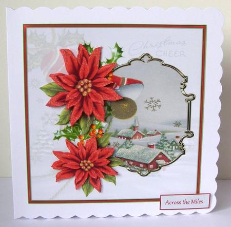 Red Poinsettias 7x7 Card with Decoupage by Margaret McCartney