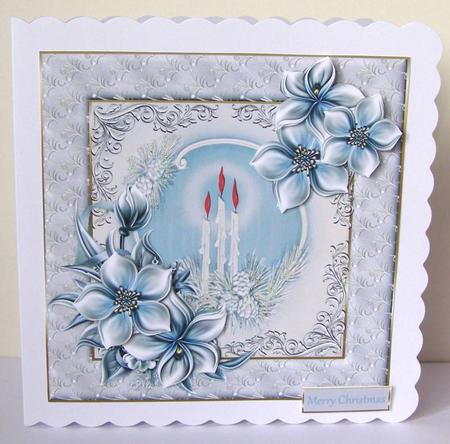 Candles and Fir Cones 7x7 Card with Decoupage by Margaret McCartney