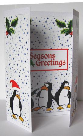 Lovely Gatefold, Christmas Penguins by Margaret McCartney