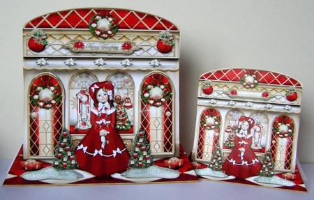 Christmas Shop with Girl Card Kit by Margaret McCartney