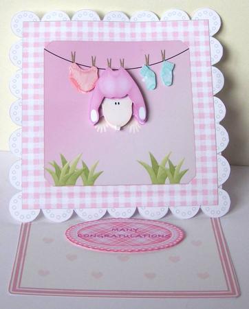 Hang Her Out to Dry New Baby Easel Card by Margaret McCartney
