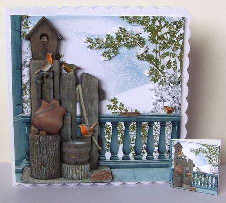 Winter Magic - Christmas Robins Penthouse + Insert+tag by Margaret McCartney