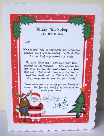 Christmas Santa & Rudolph A4 Child's Letter from Santa by Margaret McCartney