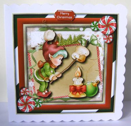 Christmas Marshmallow Elf Card Topper by Margaret McCartney
