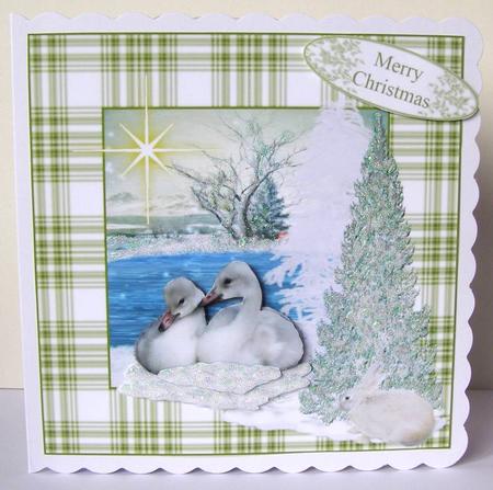 Winter Swans Topper with Decoupage by Margaret McCartney