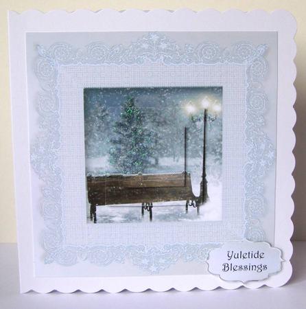The Park in Winter with Lace Frame 7x7 by Margaret McCartney