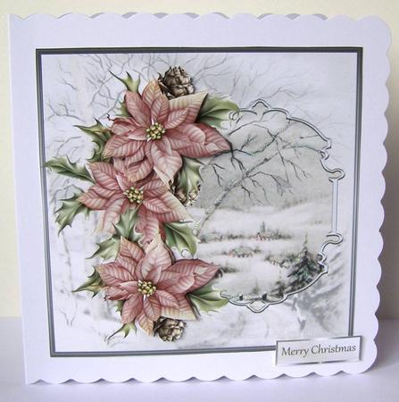 A White Christmas 7x7 Card with Decoupage by Margaret McCartney