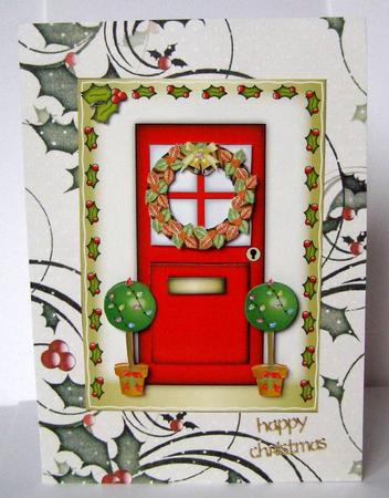 Christmas Door with Wreath Decoupage by Margaret McCartney