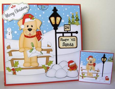 3D Little Christmas Dog Sunny Till Santa Countdown Card by Margaret McCartney