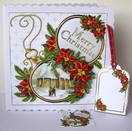 8x8 a Vintage Christmas Pocket Watch Scene Mini Kit by Margaret McCartney