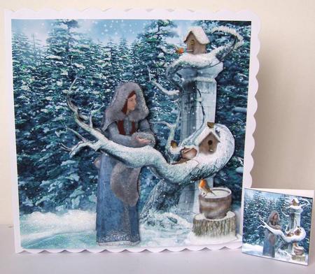 Yule Tide Magic - Feeding the Robin Family + Insert & Tag by Margaret McCartney
