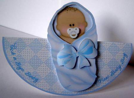 Rock a Bye Baby - Boy Wobble Card by Margaret McCartney