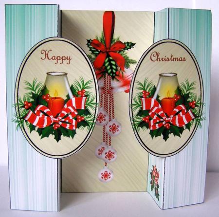 Baubles and Bells Double Fold Back Card by Margaret McCartney