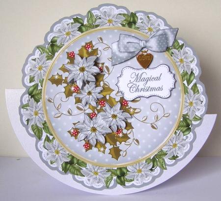 Silver Poinsettia Magical 8in Doily Decoupage Topper by Margaret McCartney