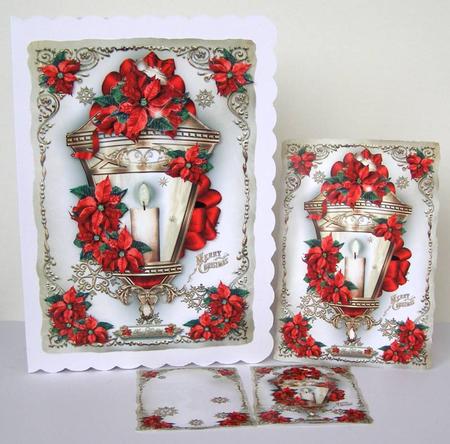 Christmas Vintage Lamp with Poinsettias by Margaret McCartney