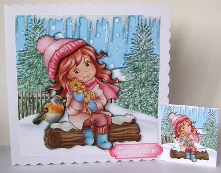 Having Cuddles with My Kitty in the Snow 8x8 Mini Kit by Margaret McCartney