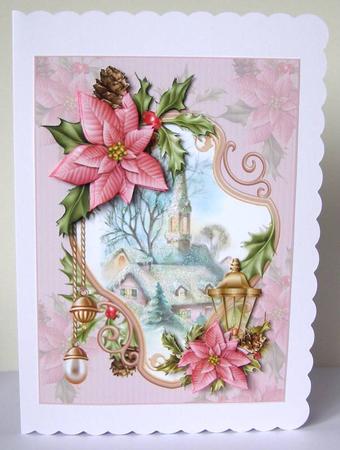 Beautiful Framed Pink Christmas Church by Margaret McCartney