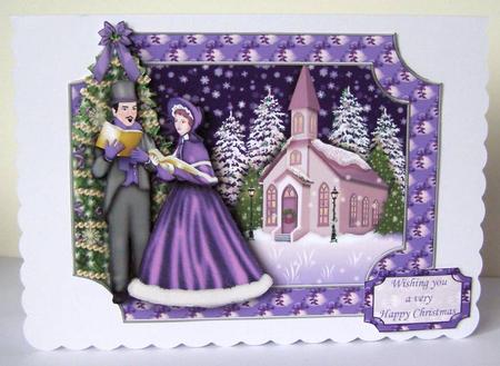 Vintage Christmas Carollers and Church Decoupage by Margaret McCartney