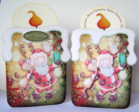 Candle Shape Card Santa Selfie 686 by Margaret McCartney
