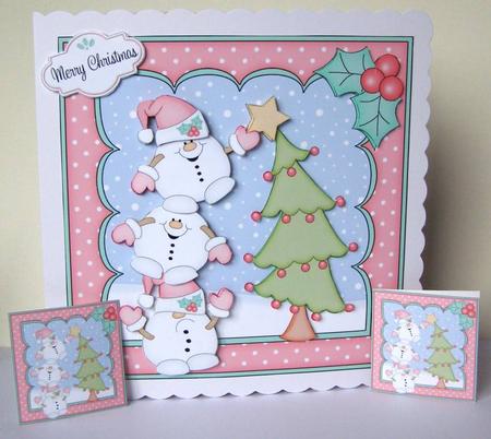8x8 Christmas Snowball Sam Dressing the Tree 3D Decoupage by Margaret McCartney