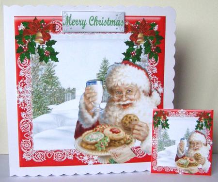 Thankyou for My Cookies, Lovely Santa in Snow Scene 8x8 by Margaret McCartney