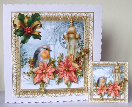 Beautiful Robin and Poinsettias  by Margaret McCartney