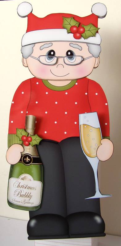 3D on the Shelf Card Kit - Little Christmas Tipple Champers by Margaret McCartney