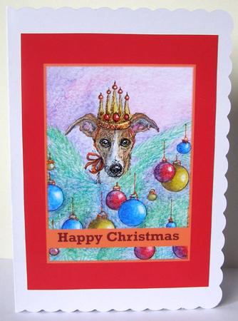 Whippet Greyhound Dog Christmas Tree Fairy Happy Christmas by Margaret McCartney