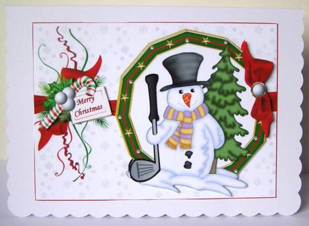 Christmas Golf Snowman Quick Card by Margaret McCartney