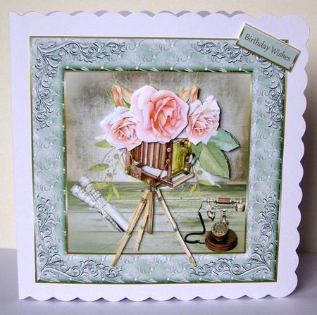 Smile for the Camera 7x7 Card with Decoupage by Margaret McCartney