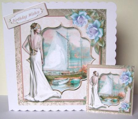 Beautiful Lady and Lilac Roses by Margaret McCartney