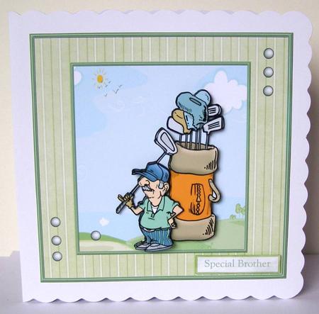 A Game of Golf 7x7 Card with Decoupage by Margaret McCartney