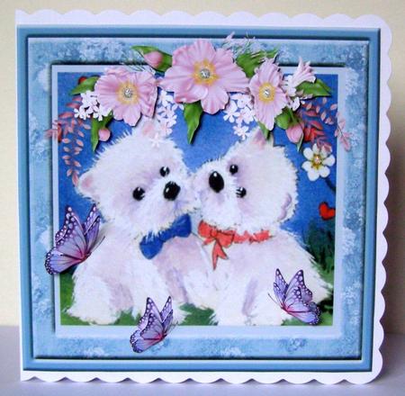 Westies and Butterflies Decoupage Topper by Margaret McCartney