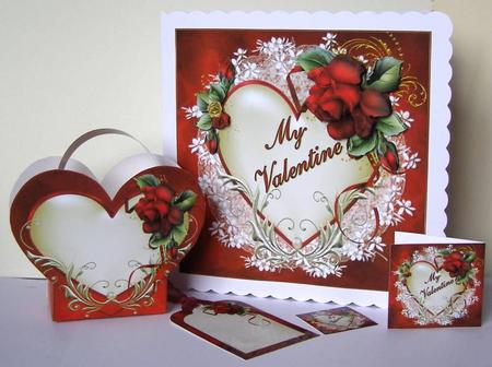 8x8 Valentine Heart with Lace and Roses Mini Kit by Margaret McCartney