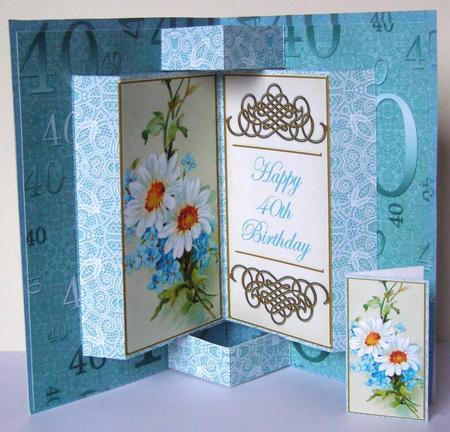 Daisy 40th Birthday Double Fold 3D Card Mini Kit by Margaret McCartney