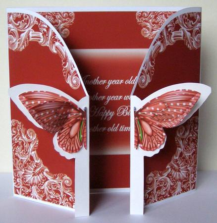 Red Butterfly Old Timer 3D Gatefold Butterfly Mkit by Margaret McCartney