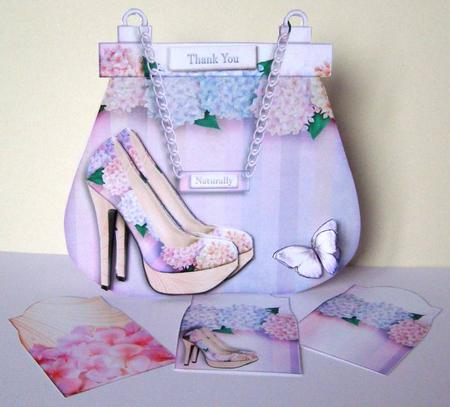 Handbag Shoe Shape Card Pink Blue 758 by Margaret McCartney