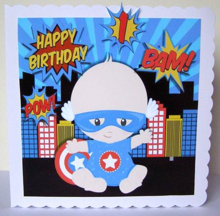 Baby Boy Dressed as Captain America Super Hero 8x8 by Margaret McCartney